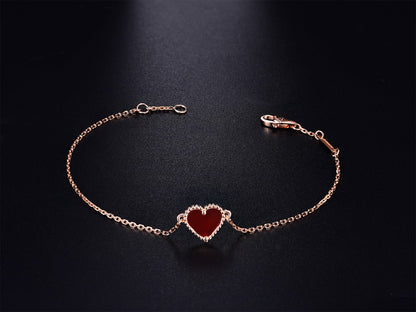 [Rosla]HEART CARNELIAN PINK GOLD BRACELET
