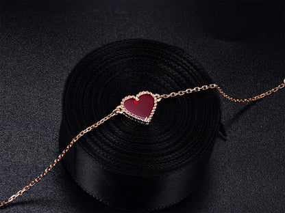 [Rosla]HEART CARNELIAN PINK GOLD BRACELET