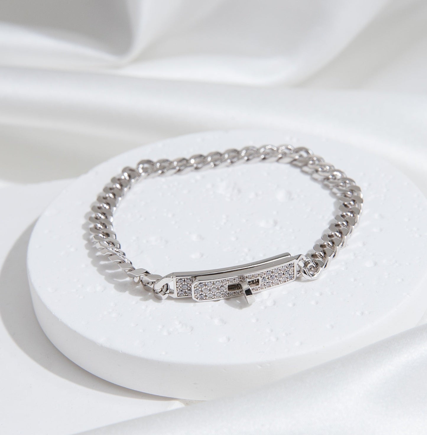 [Rosla]KELLY CHAIN SILVER DIAMOND BRACELET