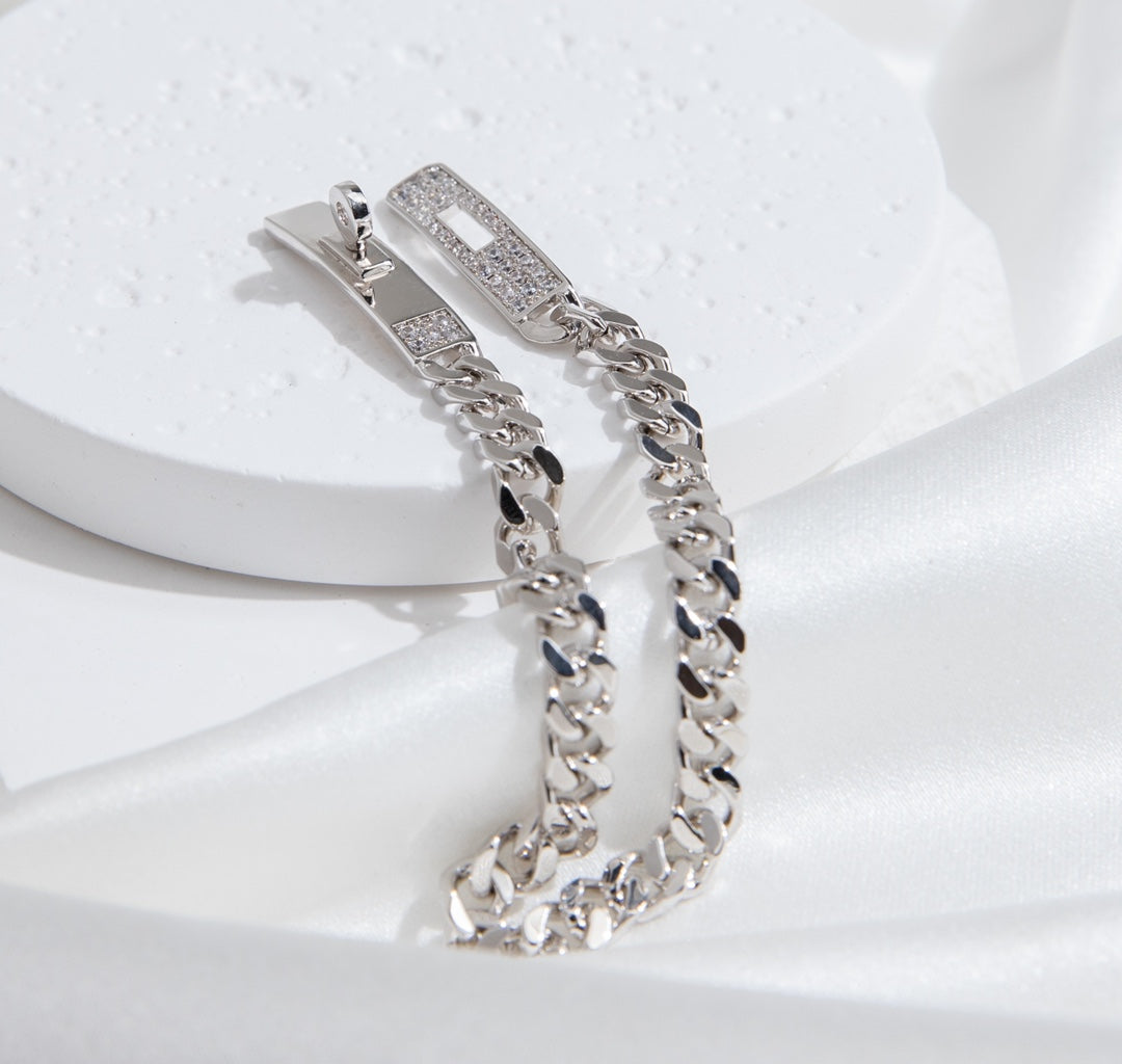 [Rosla]KELLY CHAIN SILVER DIAMOND BRACELET