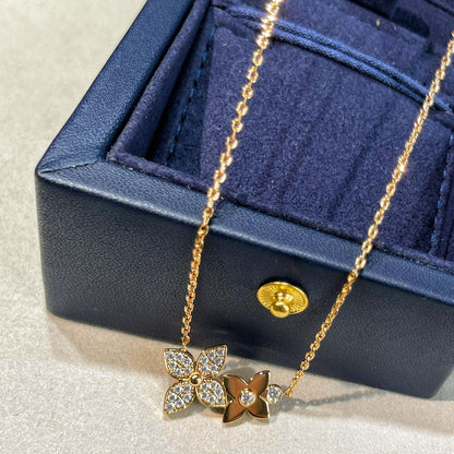 [Rosla]STAR BLOSSOM NECKLACE PINK GOLD DIAMONDS