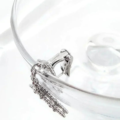 [Rosla]CLOVER 2 MOTIFS  DIAMOND ONYX EARRINGS SILVER