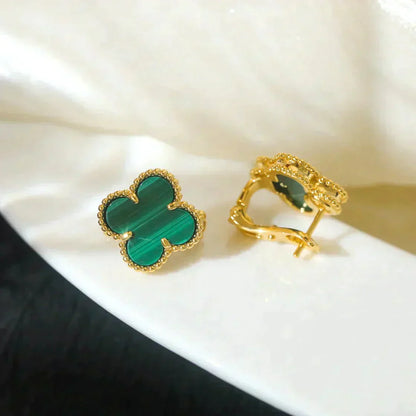 [Rosla]CLOVER MEDIUM 1 MOTIFS MALACHITE  EARRINGS