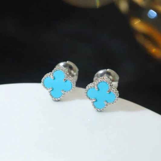 [Rosla]CLOVER MINI 9.5MM ONYX STUD EARRINGS SILVER