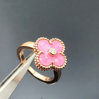 [Rosla]CLOVER RHODONITE ROSE GOLD RING