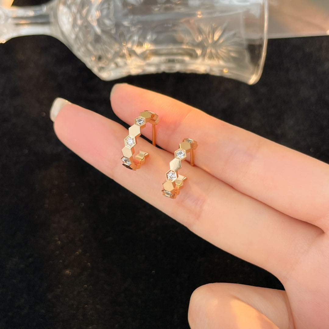 [Rosla]BEE LOVE DIAMOND HOOP EARRINGS