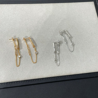 [Rosla]CHAINE CHAOS DIAMOND DROP EARRINGS