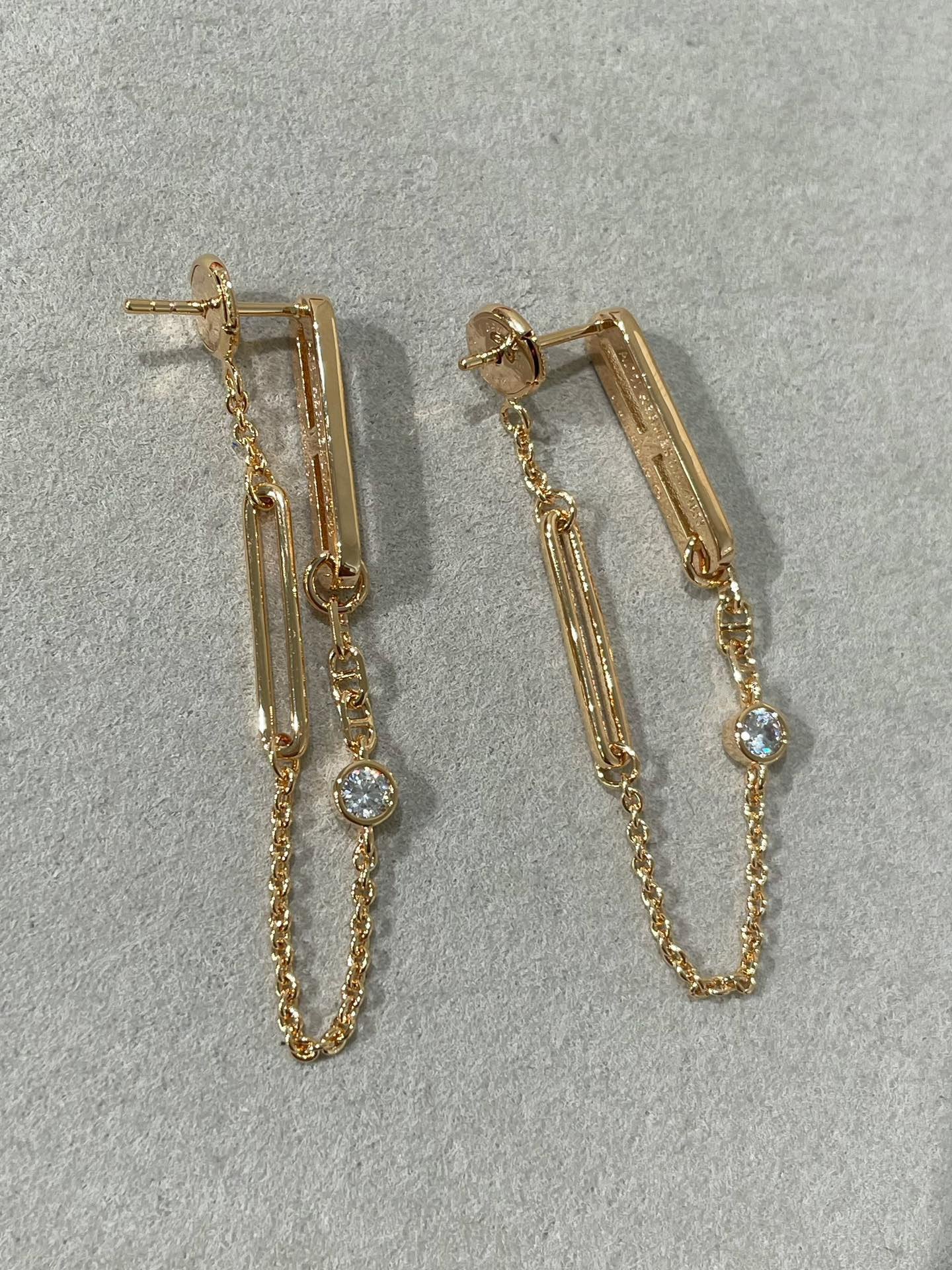 [Rosla]CHAINE CHAOS DIAMOND DROP EARRINGS