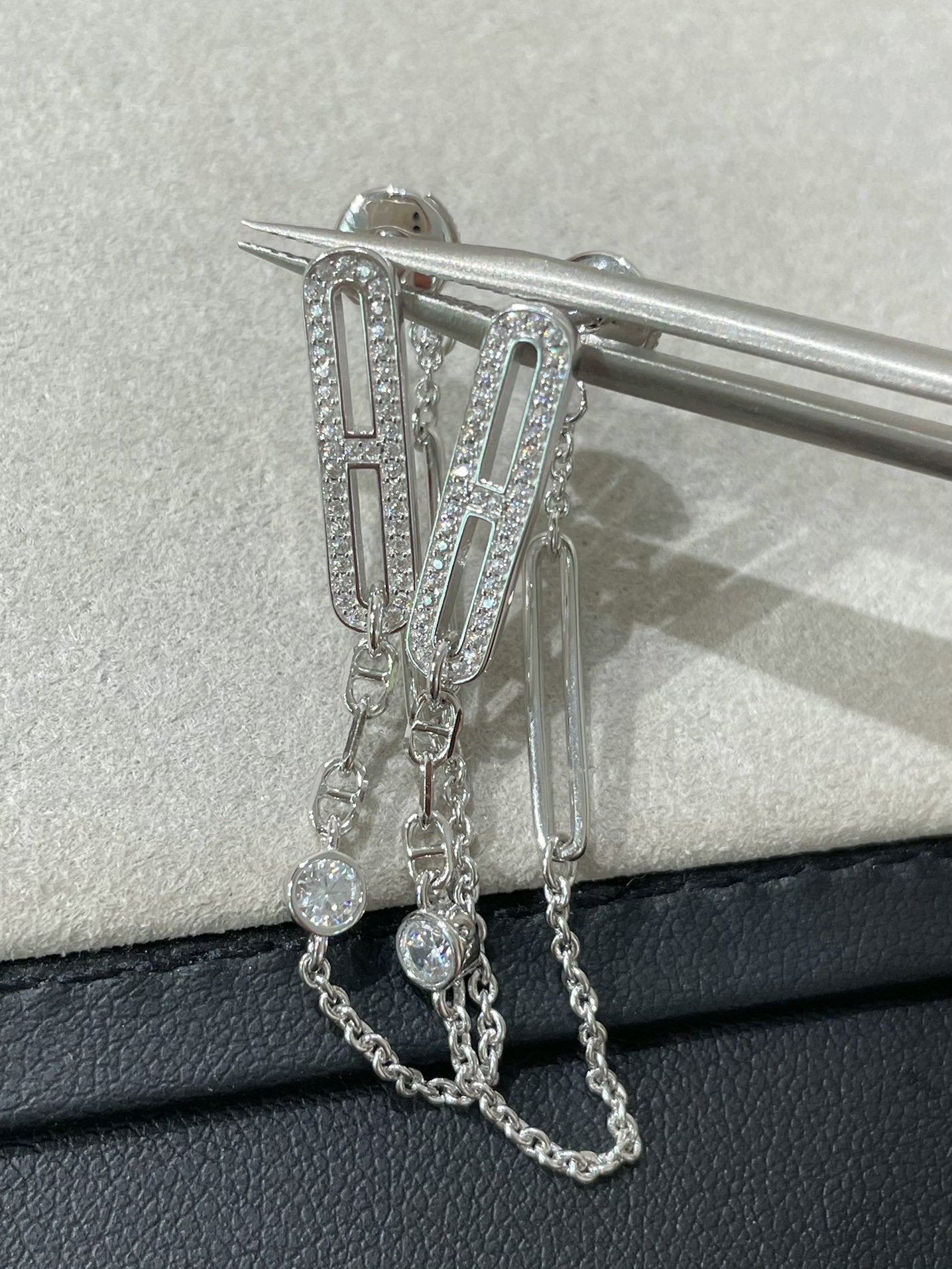 [Rosla]CHAINE CHAOS DIAMOND DROP EARRINGS