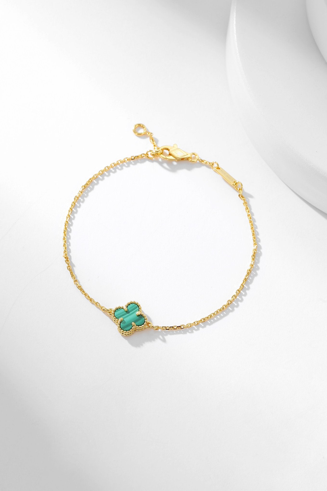 [Rosla]CLOVER BRACELET MALACHITE 1 MOTIF
