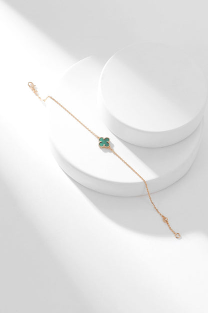 [Rosla]CLOVER BRACELET MALACHITE 1 MOTIF