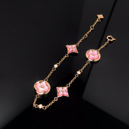 [Rosla]STAR AND SUN 4 MOTIF PINK MOP PINK GOLD BRACELET
