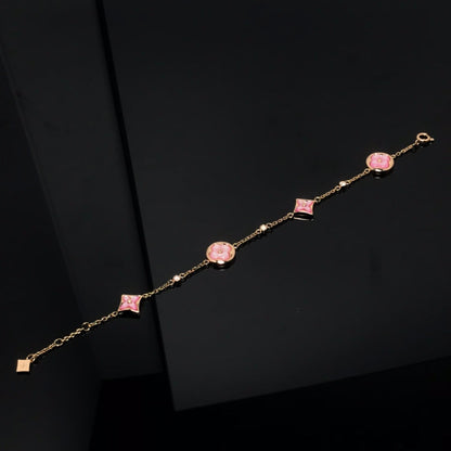 [Rosla]STAR AND SUN 4 MOTIF PINK MOP PINK GOLD BRACELET