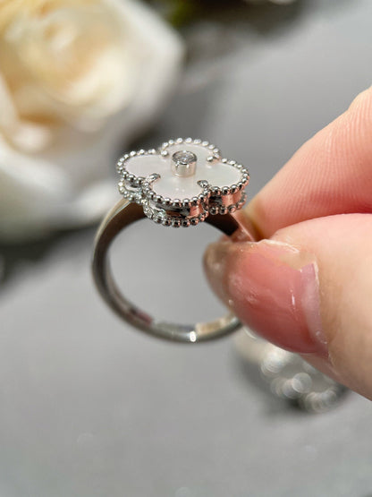 [Rosla]CLOVER SILVER MOP DIAMOND RING