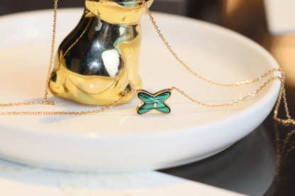 [Rosla]JEUX MALACHITE 1 DIAMOND PINK GOLD NECKLACE