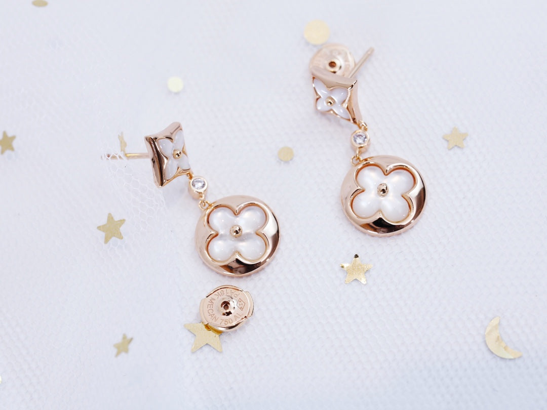 [Rosla]STAR AND SUN PINK GOLD MOP DROP EARRINGS