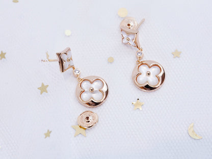 [Rosla]STAR AND SUN PINK GOLD MOP DROP EARRINGS