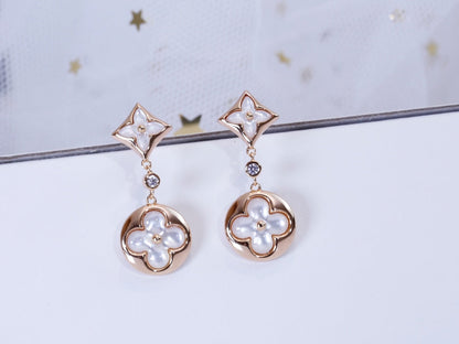 [Rosla]STAR AND SUN PINK GOLD MOP DROP EARRINGS