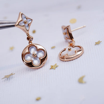 [Rosla]STAR AND SUN PINK GOLD MOP DROP EARRINGS