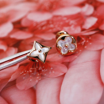 [Rosla]STAR AND SUN PINK GOLD MOP STUD EARRINGS