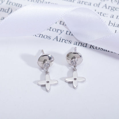 [Rosla]VIDYLLE SILVER DIAMOND MINI DROP EARRINGS