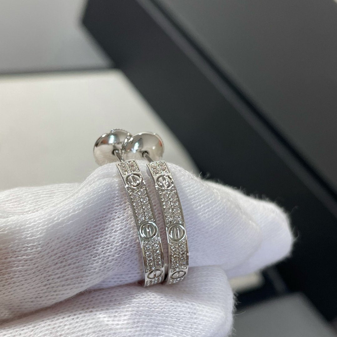 [Rosla]LOVE DIAMOND SILVER HOOP EARRINGS