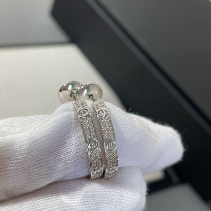 [Rosla]LOVE DIAMOND SILVER HOOP EARRINGS