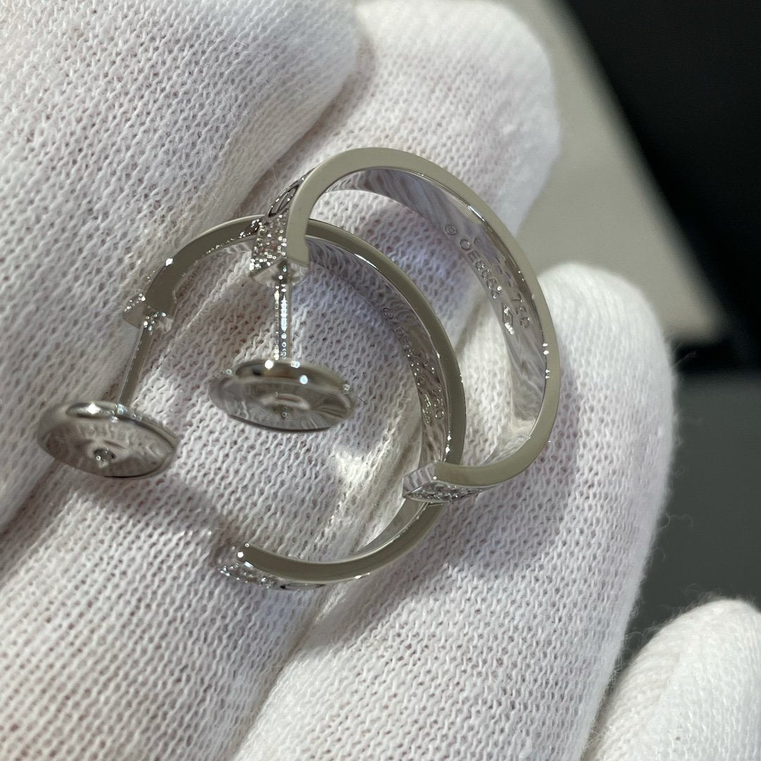 [Rosla]LOVE DIAMOND SILVER HOOP EARRINGS