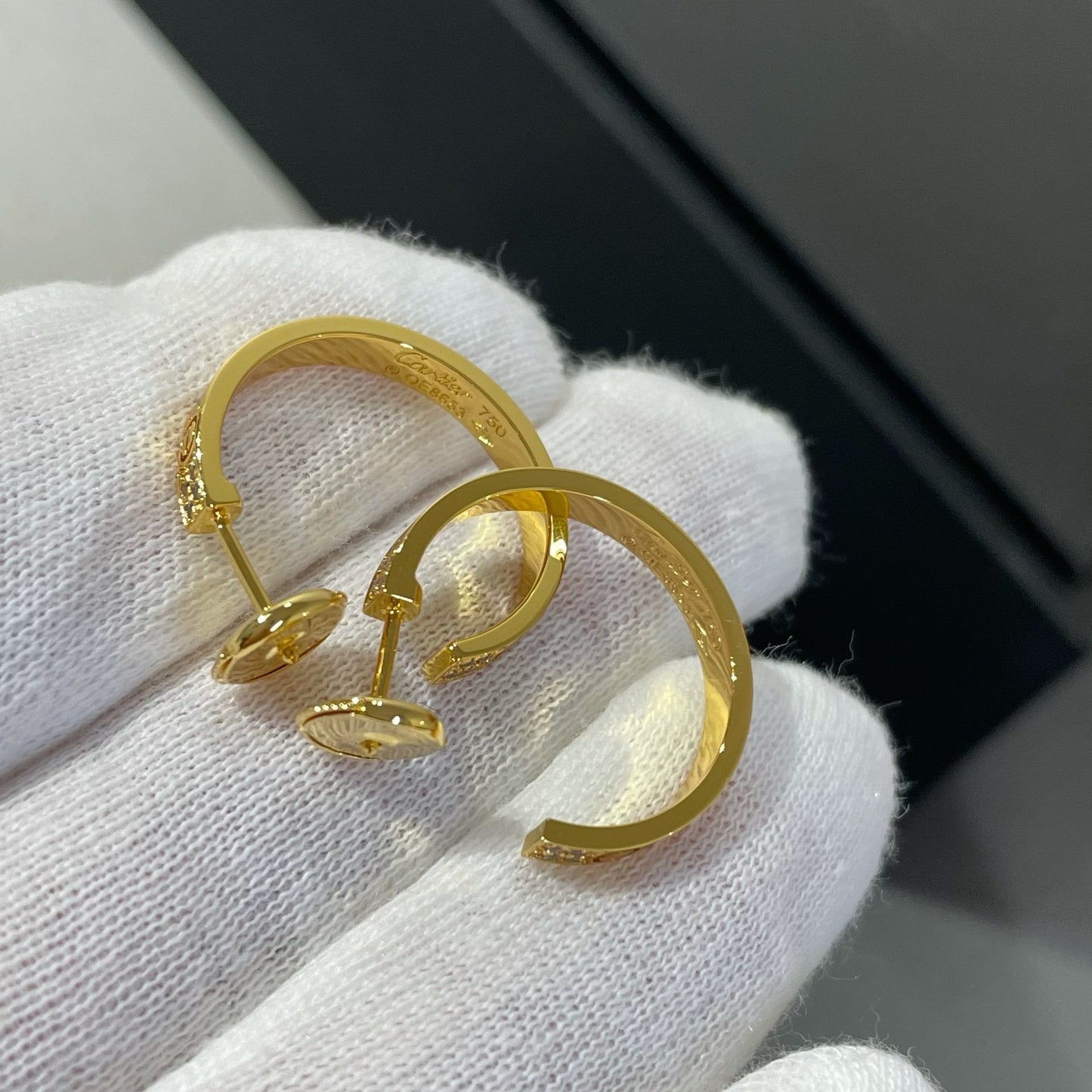 [Rosla]LOVE DIAMOND GOLD HOOP EARRINGS