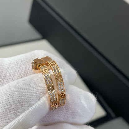 [Rosla]LOVE DIAMOND PINK GOLD HOOP EARRINGS