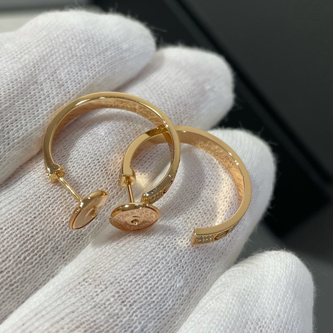 [Rosla]LOVE DIAMOND PINK GOLD HOOP EARRINGS