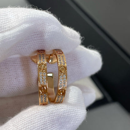 [Rosla]LOVE DIAMOND PINK GOLD HOOP EARRINGS