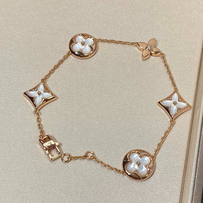 [Rosla]STAR AND SUN 5 MOTIF MOP PINK GOLD BRACELET