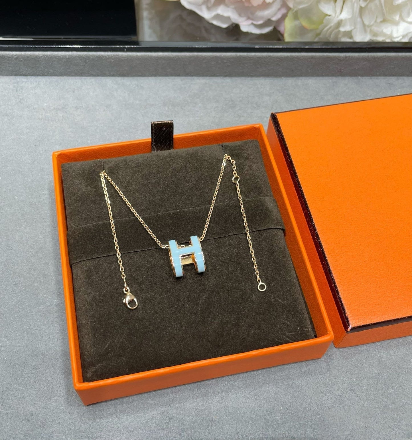 [Rosla]POP H SKY BLUE NECKLACE