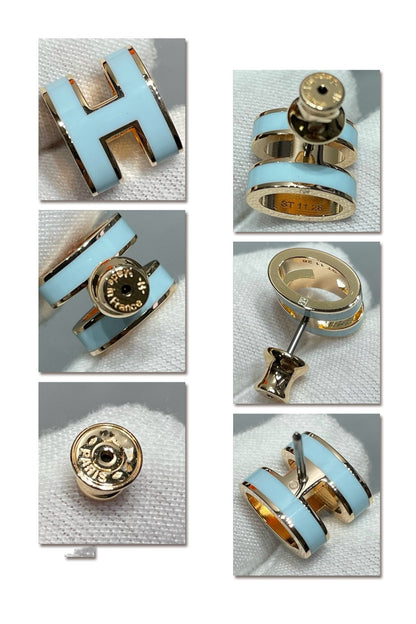 [Rosla]POP H SKY BLUE STUD EARRINGS