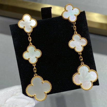 [Rosla]CLOVER MOP 3 MOTIFS GOLD EARRINGS