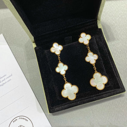 [Rosla]CLOVER MOP 3 MOTIFS GOLD EARRINGS
