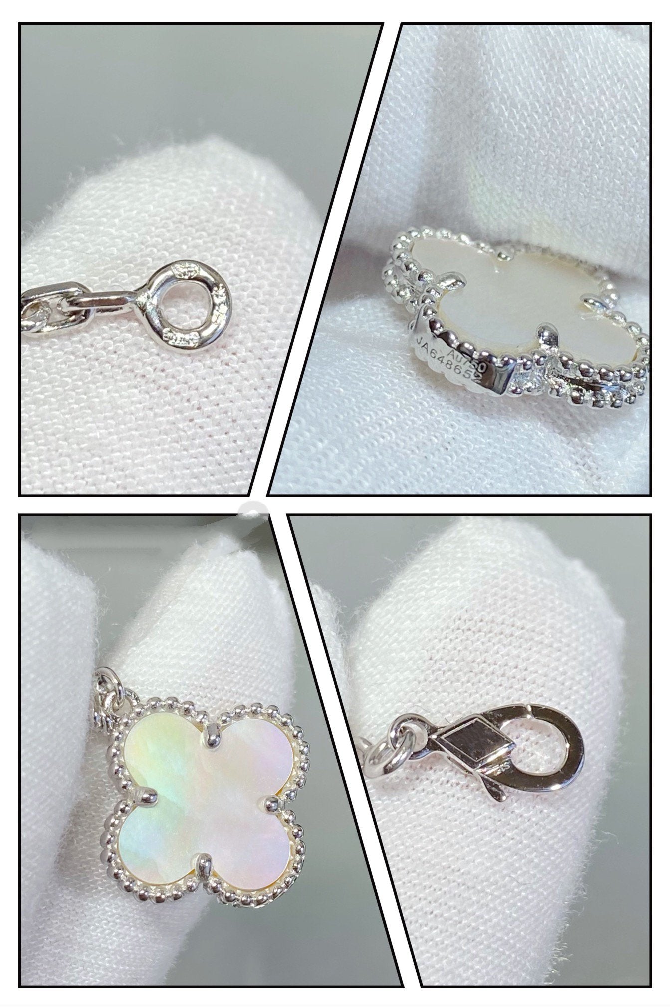 [Rosla]CLOVER 5 MOTIF WHITE MOP SILVER BRACELET