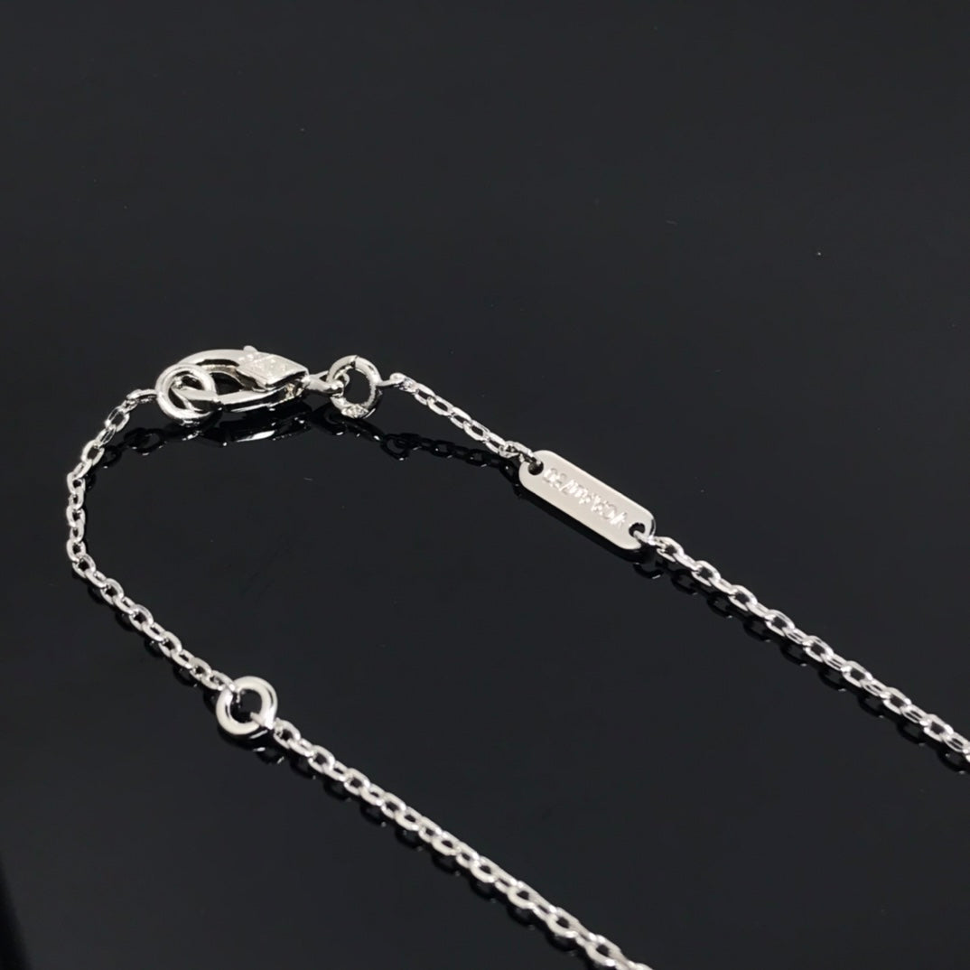 [Rosla]CLOVER PIETERSITE SILVER LONG NECKLACE