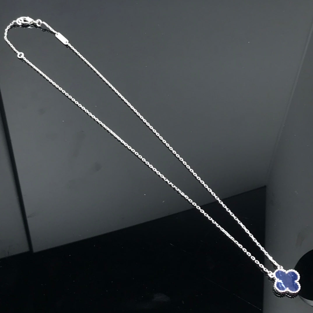 [Rosla]CLOVER PIETERSITE SILVER LONG NECKLACE