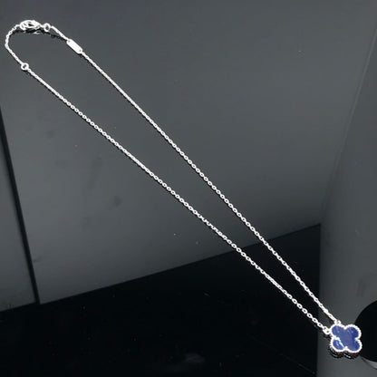 [Rosla]CLOVER PIETERSITE SILVER LONG NECKLACE