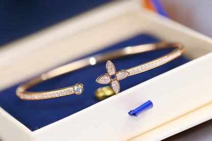 [Rosla]IDYLLE PINK GOLD OPEN BRACELET DIAMOND PAVED