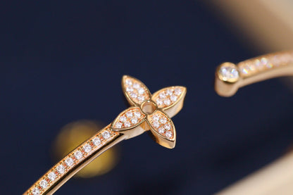 [Rosla]IDYLLE PINK GOLD OPEN BRACELET DIAMOND PAVED