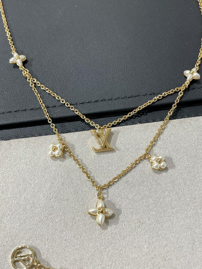 [Rosla]FLOWERGRAM GOLD MOP DOUBLE ROW NECKLACE