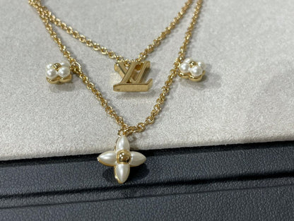 [Rosla]FLOWERGRAM GOLD MOP DOUBLE ROW NECKLACE