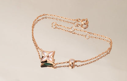 [Rosla]STAR PINK MOP 1 DIAMOND PINK GOLD NECKLACE