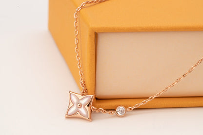 [Rosla]STAR PINK MOP 1 DIAMOND PINK GOLD NECKLACE