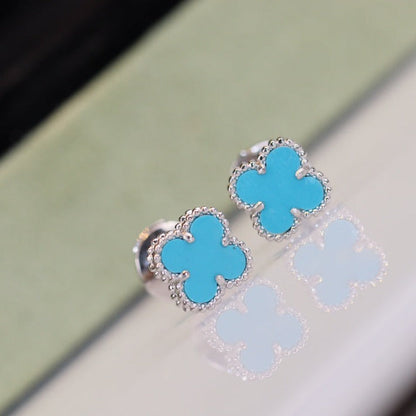 [Rosla]CLOVER MINI TURQUOISE SILVER STUD EARRINGS