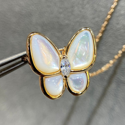 [Rosla]BUTTERFLY MOP DIAMOND NECKLACE