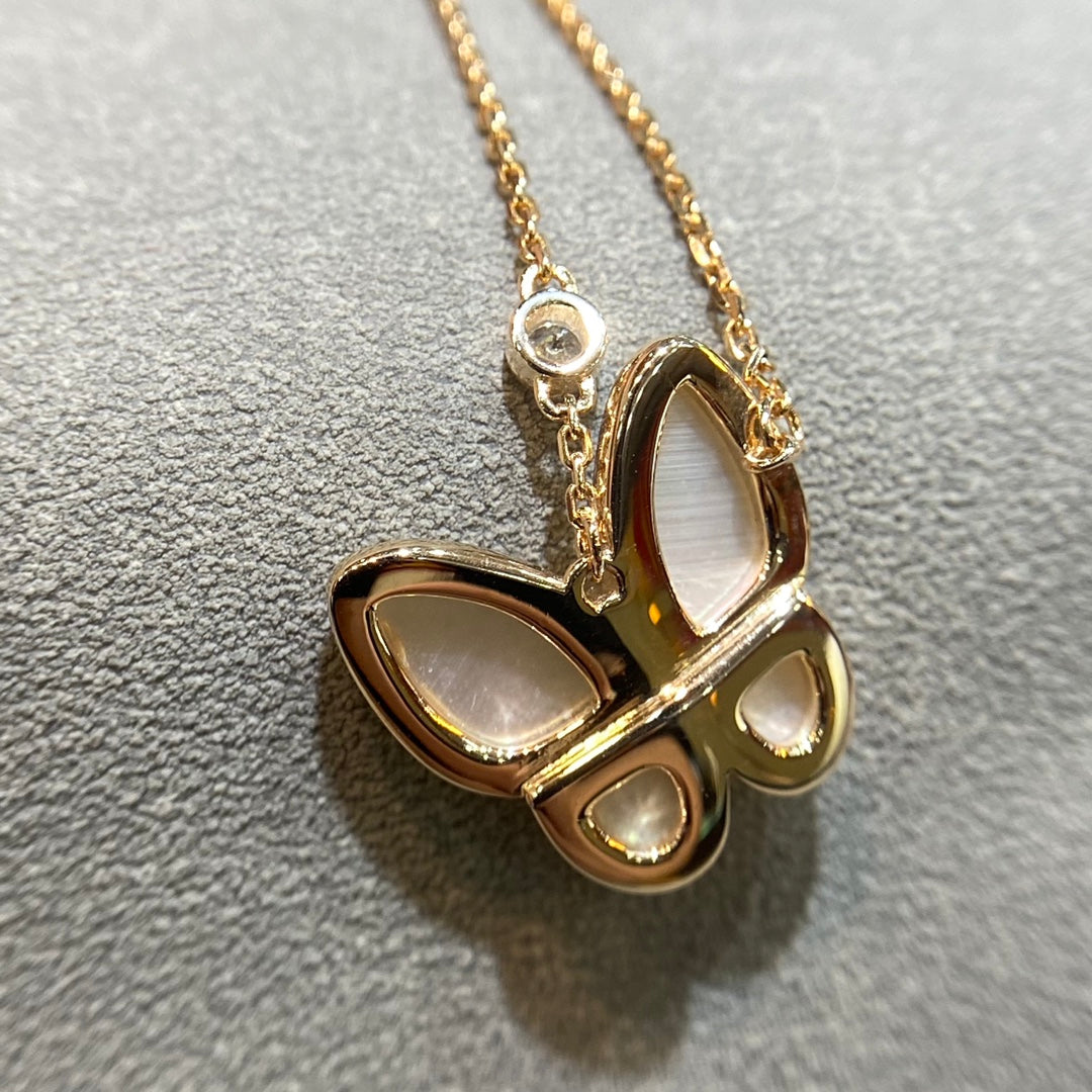 [Rosla]BUTTERFLY MOP DIAMOND NECKLACE